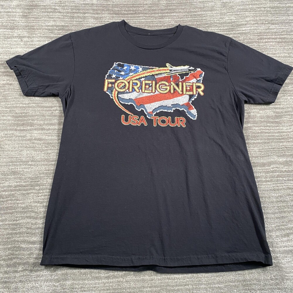 Foreigner USA Tour Shirt Mens Medium Black Band Concert Graphic T-Shirt 2024-25
